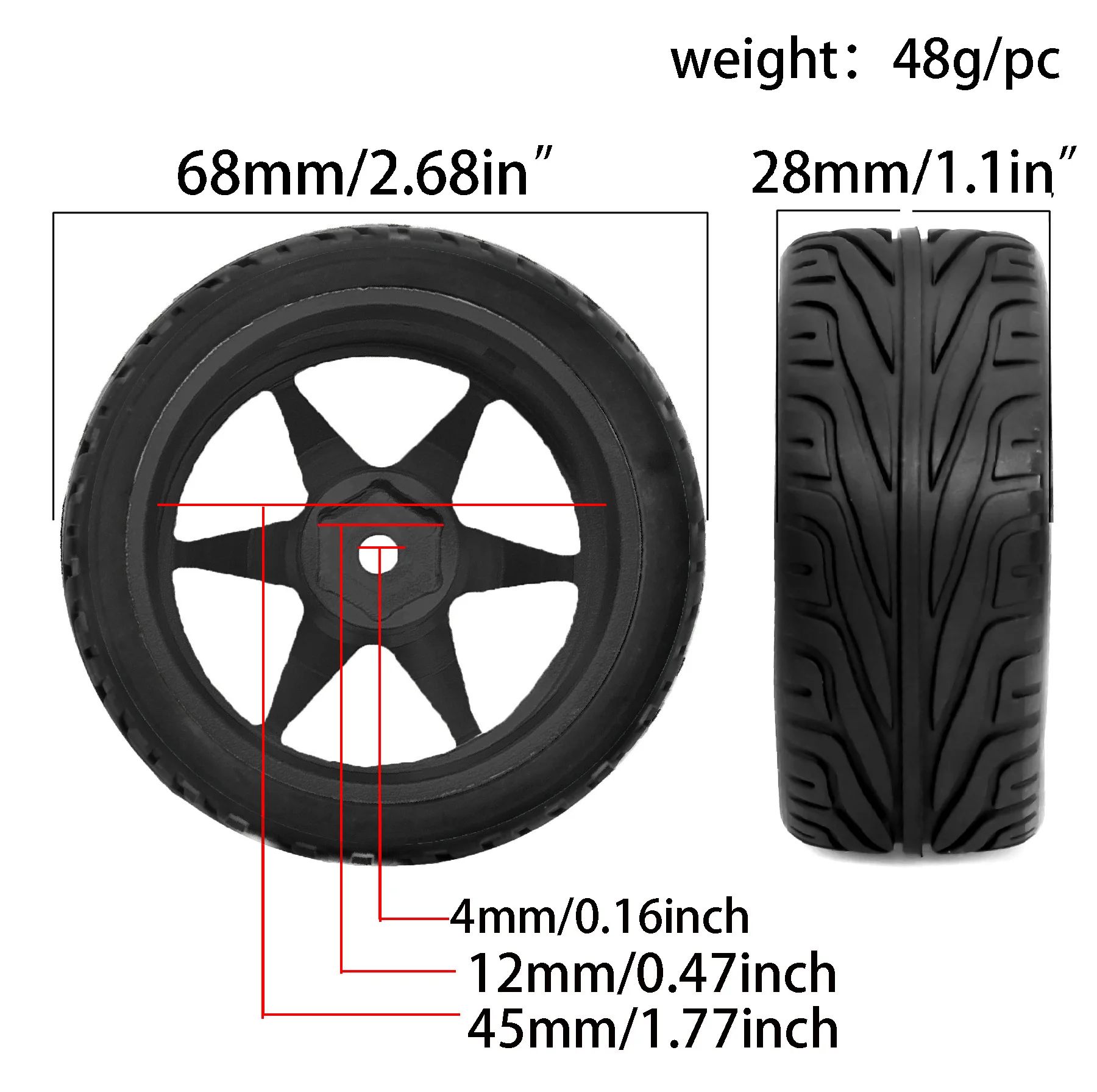 1/10 4 Stück RC On-Road Drift Racing Car Metallfelge Radnaben Reifen für HSP HPI Sakura Tamiya Kyosho