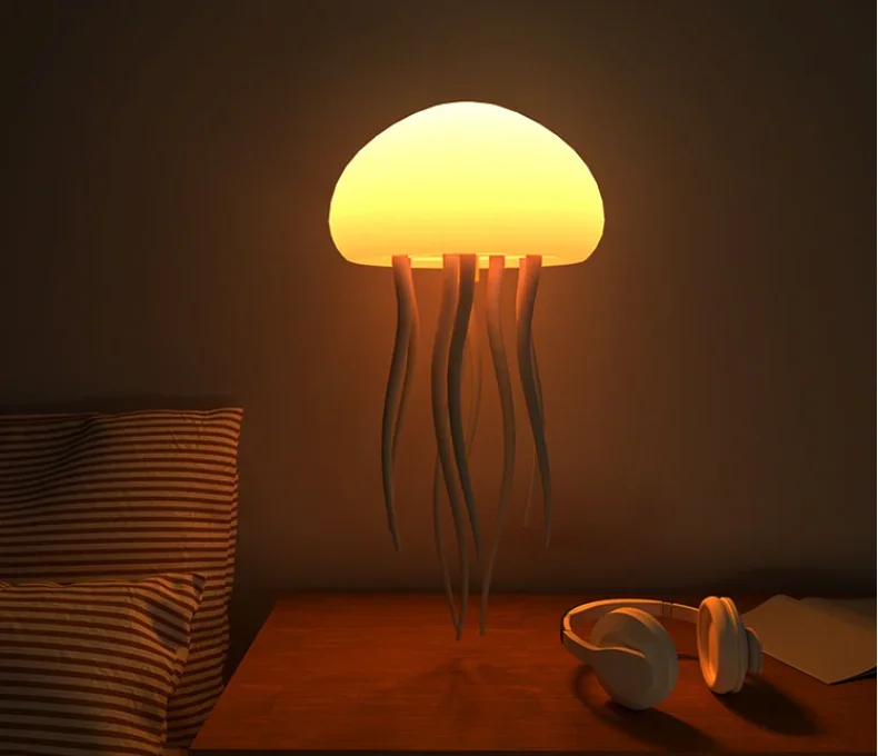 Color Changing Jellyfish LED Lamp USB Rechargeable Hangable LED Night Light RGB Small Living Room Modern ABS Voice Control 10000