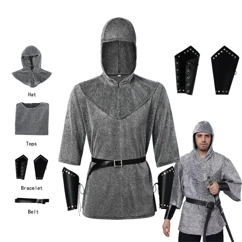 Medieval Knight Templar Cosplay Costume Medieval Renaissance Outfits Suit Movie Cosplay Vintage Retro Role Play Party