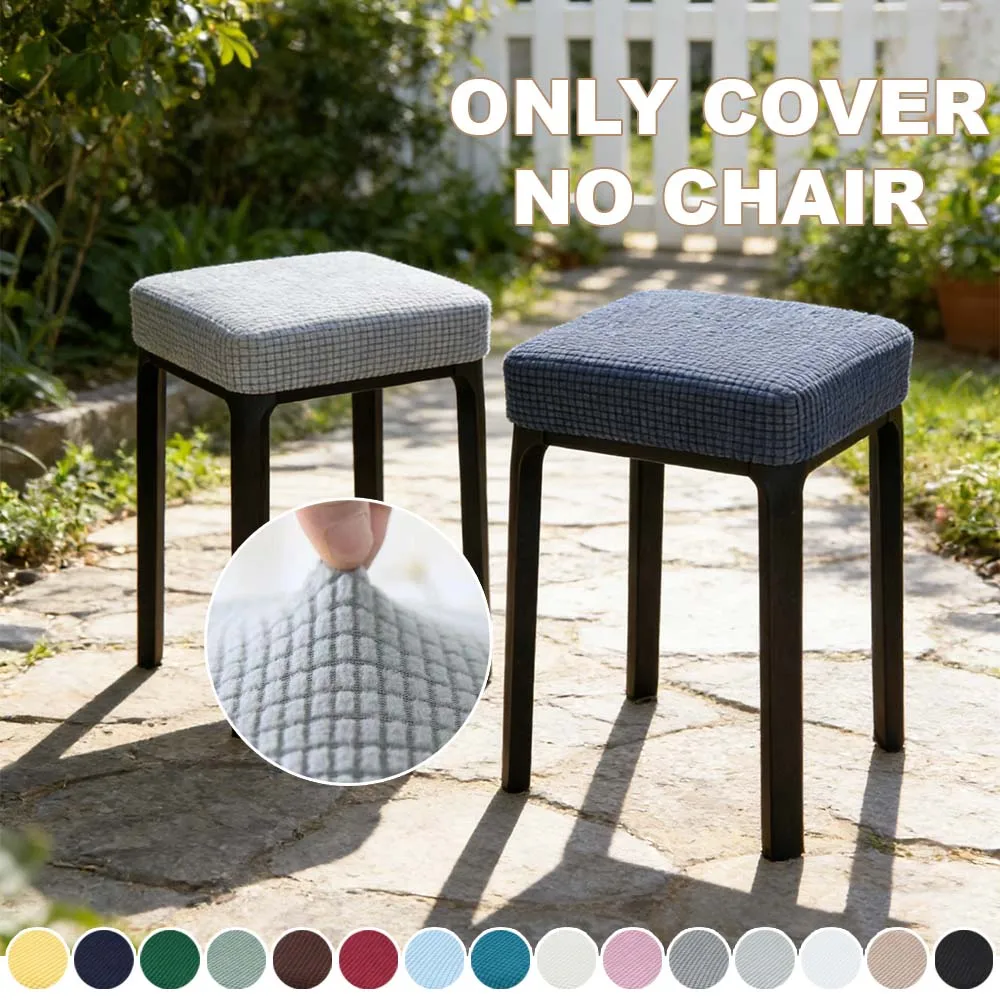 

25-30cm Square Stool Slipcovers Elastic Fitted Bar Stool Covers Dustproof Anti-Scratch Cushion Cover for Banquet Hotel Wedding