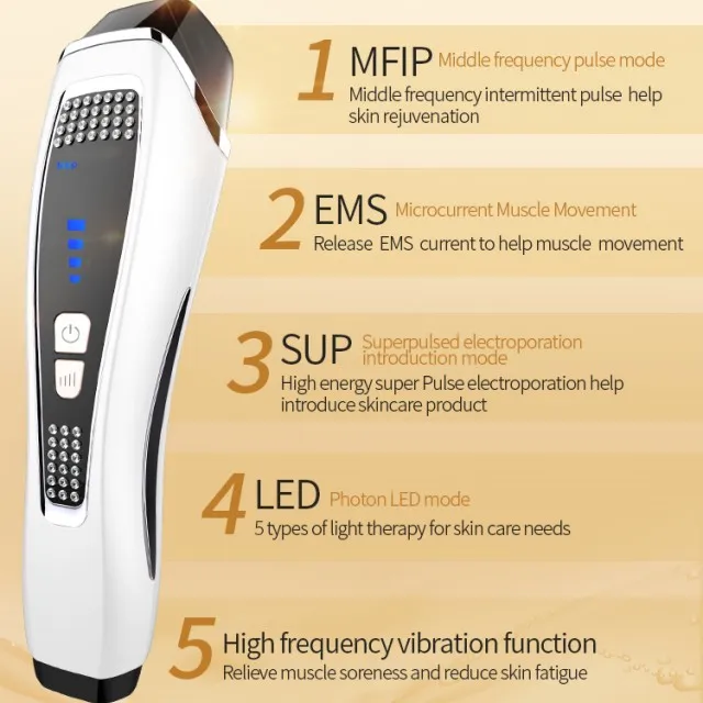 Thuisgebruik Schoonheidsapparatuur 7 In 1 Face Lift Massager Rf Ems Led Anti Rimpel Beauty Apparaat Microcurrent Huid