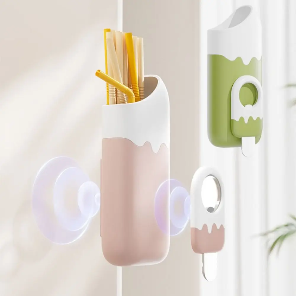 

2in1 Magnetic Straw Holder Wall-mounted Dual-purpose Bottle Opener Wall-mounted Storage Box Large Capacity Space Saving