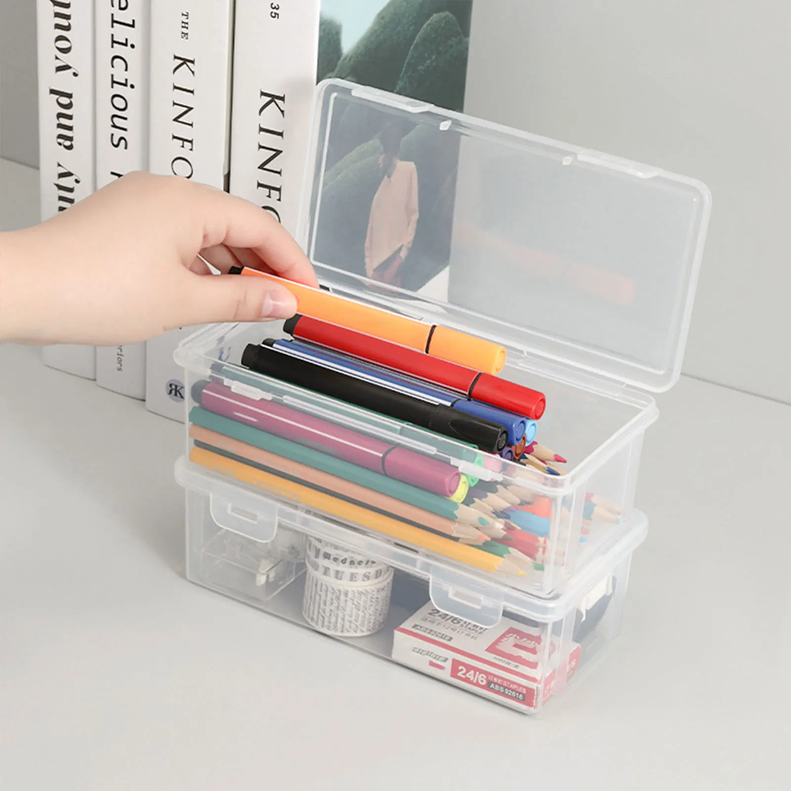 Art Craft Supply Organizer Box Large Plastic Hobby Storage Box for Pen Pencil Eraser Ruler