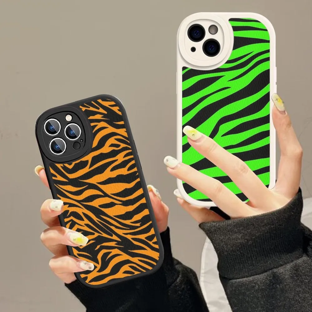 

Cartoon Zebra Pattern Phone Case Hard Leather For IPhone 16 15 14 13 12 Mini 11 14 Pro Max Xs X Xr 7 8 Plus Fundas