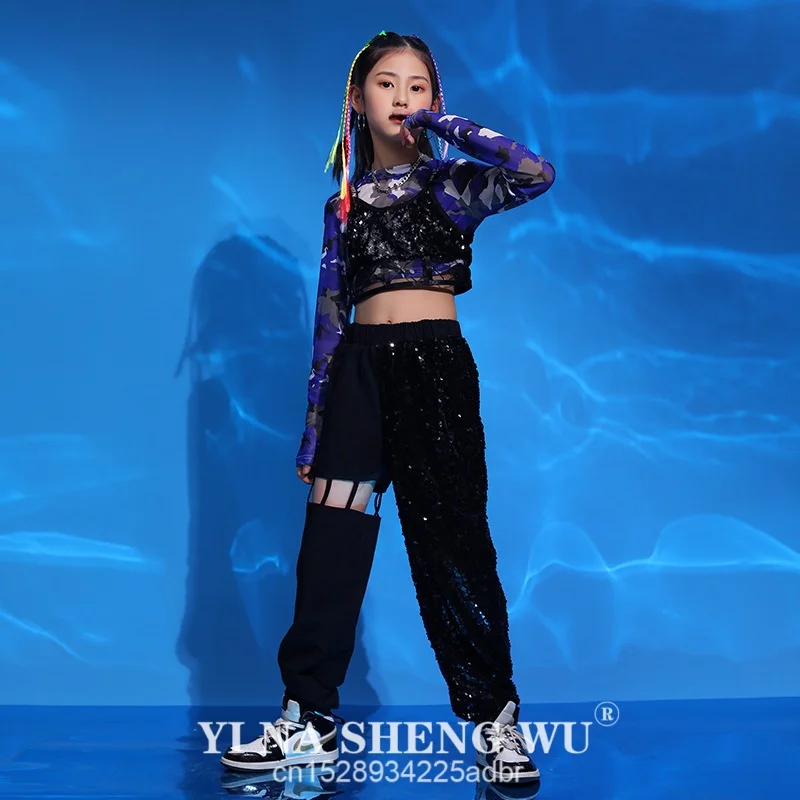 Girls' Jazz Dance Costume Children's Hip-hop Dance Suit Model Walk Show Stage Sequential Costume African Drum Show Costume
