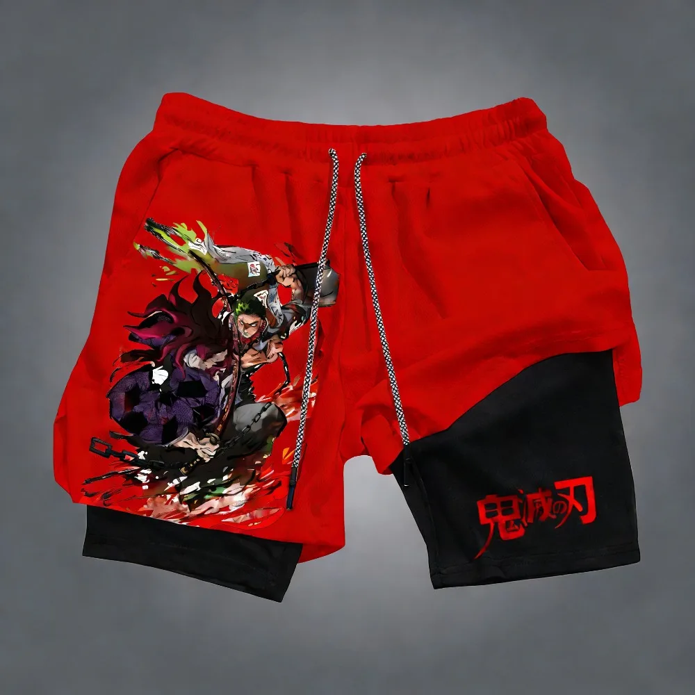 

Унисекс-шорты Demon Slayer Himejima Gyomei 2026, летняя новинка, в стиле Харадзюку, с аниме-принтом, свободного кроя, быстросохнущие, двухслойные, спортивные