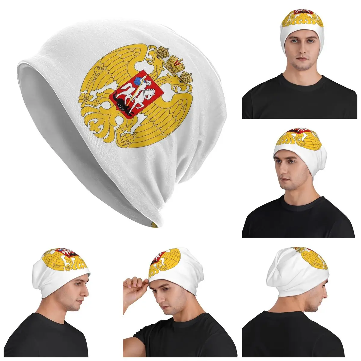 

Русский флаг с мотивом герба, унисекс, шапки для взрослых, вязаный чепчик, теплые шапки в стиле хип-хоп, осень-зима, уличные шапки Skullies