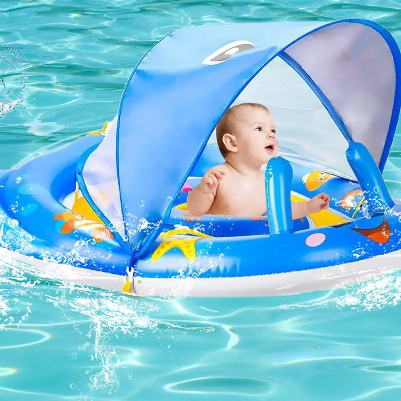 Silla de piscina con sombrilla, asiento de malla, sillas flotantes para piscina con protección UV, fiesta al aire libre