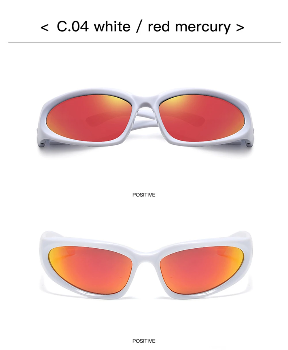 VIVIBEE Y2K Sonnenbrille für Damen, Steampunk-Spiegelgläser, Weiß, Sport-Schutzbrille, UV400, Punk-Sonnenbrille, Trendprodukt 2026 – Detail 19