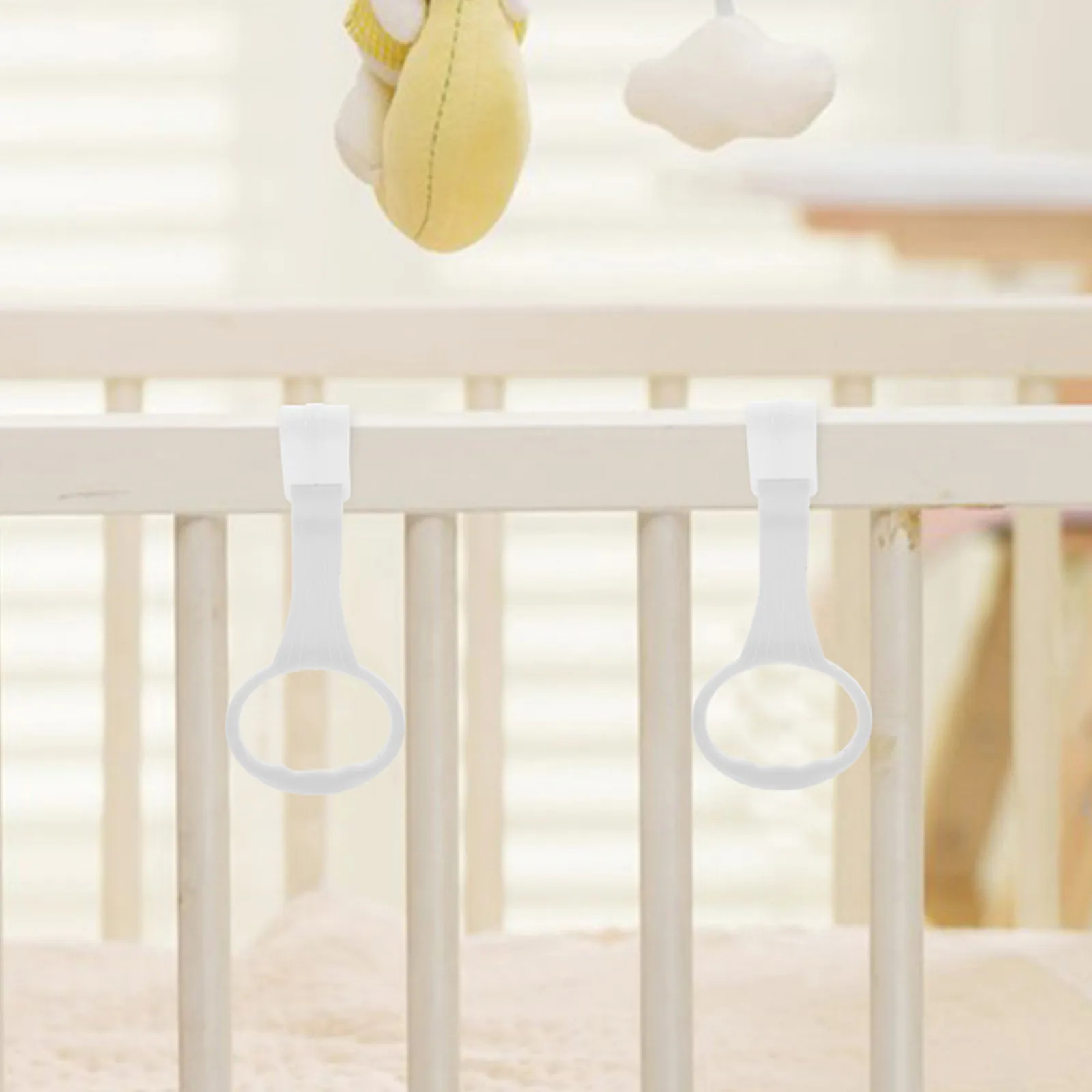 6Pcs Baby Pull Up Rings Playpen Accessories Crib Hanging Grip Handles Infant Exercise Portable Walking Assistant Rings