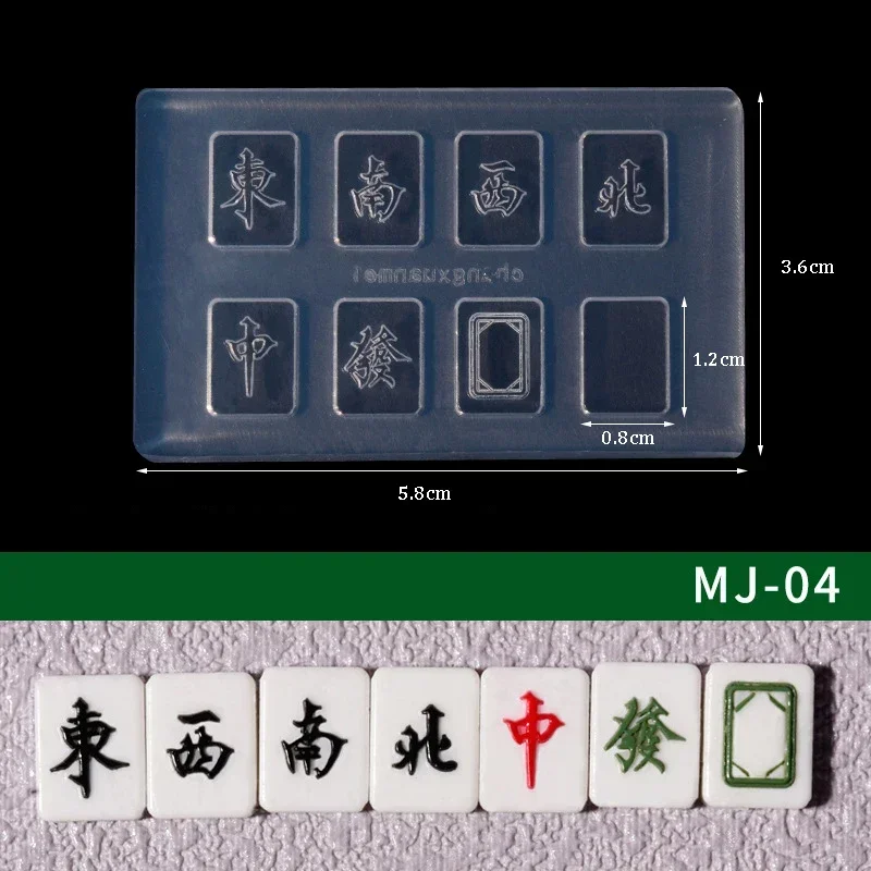 3D Mahjong Art Nail Kit, Moldes de silicone, Ano Novo, na moda Lucky Carving Moldes, Gel UV Stamper, DIY Chic Manicure Ferramentas, chinês