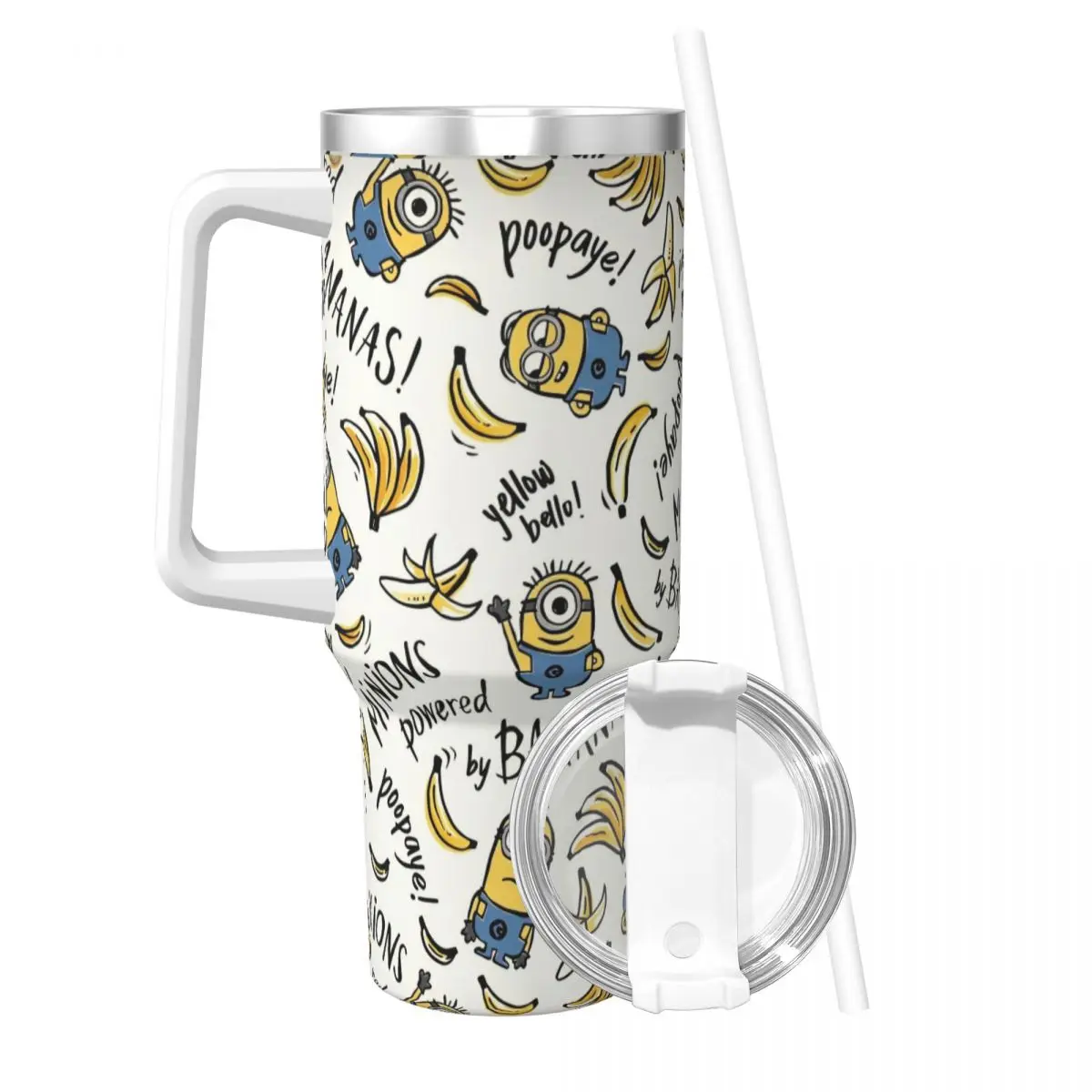 

Stainless Steel Tumbler Cute Cartoon Minions Thermal Cups Yellow Big Eyes Leakproof Cold and Hot Mugs Cup Travel Water Bottle