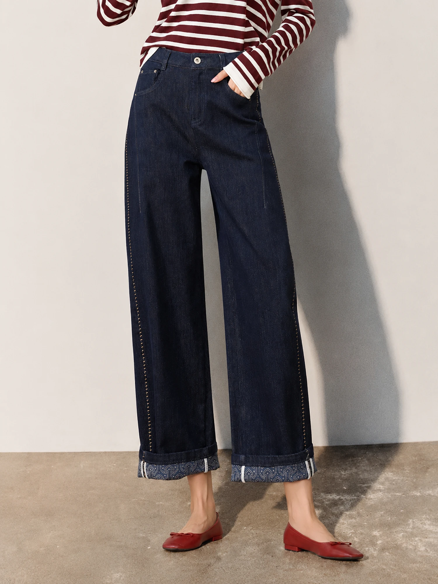 Slimming High Waist mid Rise Washed Curved Knife Jeans Versatile Commute Tailored Cotton Denim Pants for Women Pigpighouse