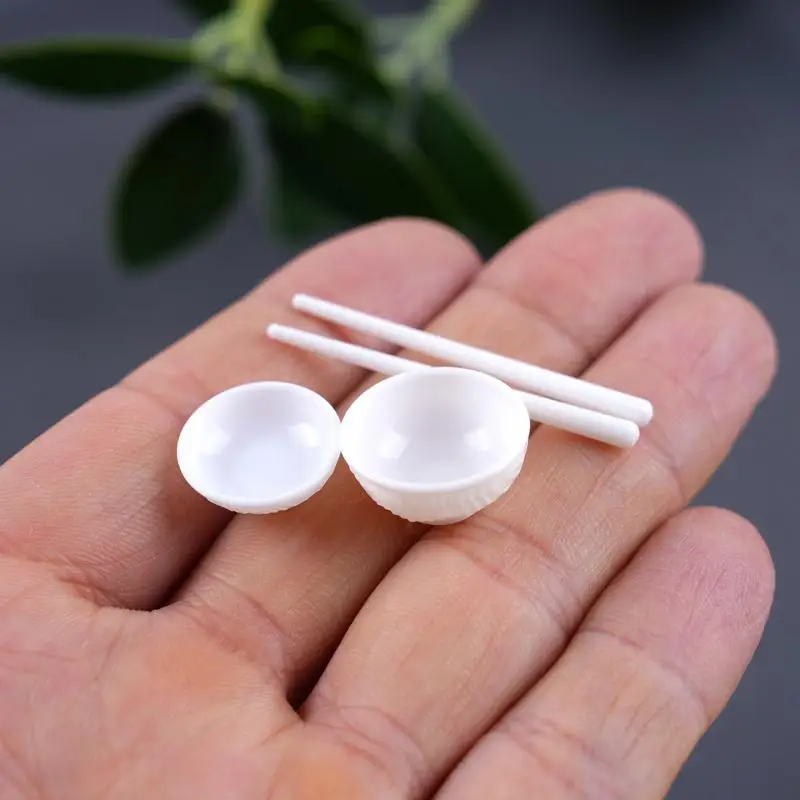 Miniature Accessories Mini Ceramic Bowl Simulation Kitchenware Plate Model Toy Doll House Decoration 20pc/lot
