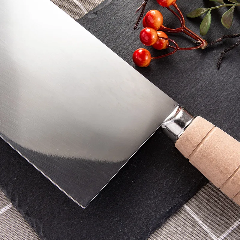 SHUOJI Top Quality Stainless Steel Kitchen Knives 4Cr14 Chinese Cleaver Knife High Hardeness Sharp Blade Wood Handle Cutter