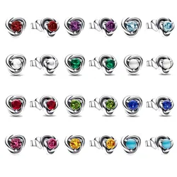 2024 New Twelve Birthday Stone Rose shaped Earrings Women's Jewelry Birthday Gift olive-green Garnet color