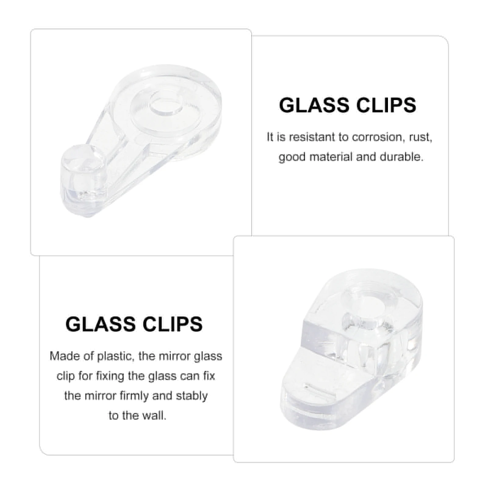 

60 Sets Glass Clips Fixing Retainer Kit Securing Screws Plastic Cabinet Door Mirror Holder Durable Bathrooms Hotels Salons