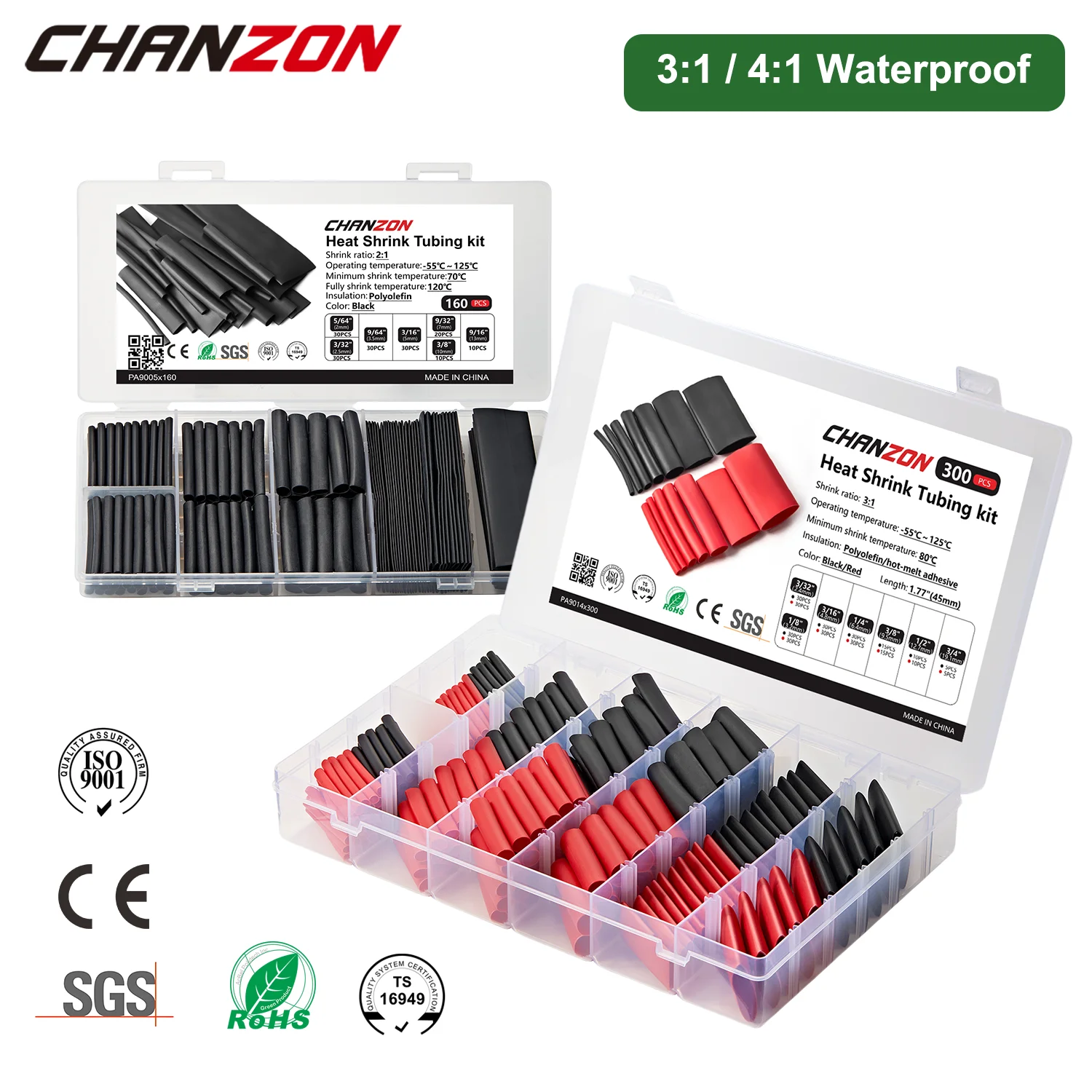 

3:1 4:1 Heat Shrink Wrapping Kit Electrical Connection With Glue Polyolefin Shrinkable Assortment Waterproof Marine Grade