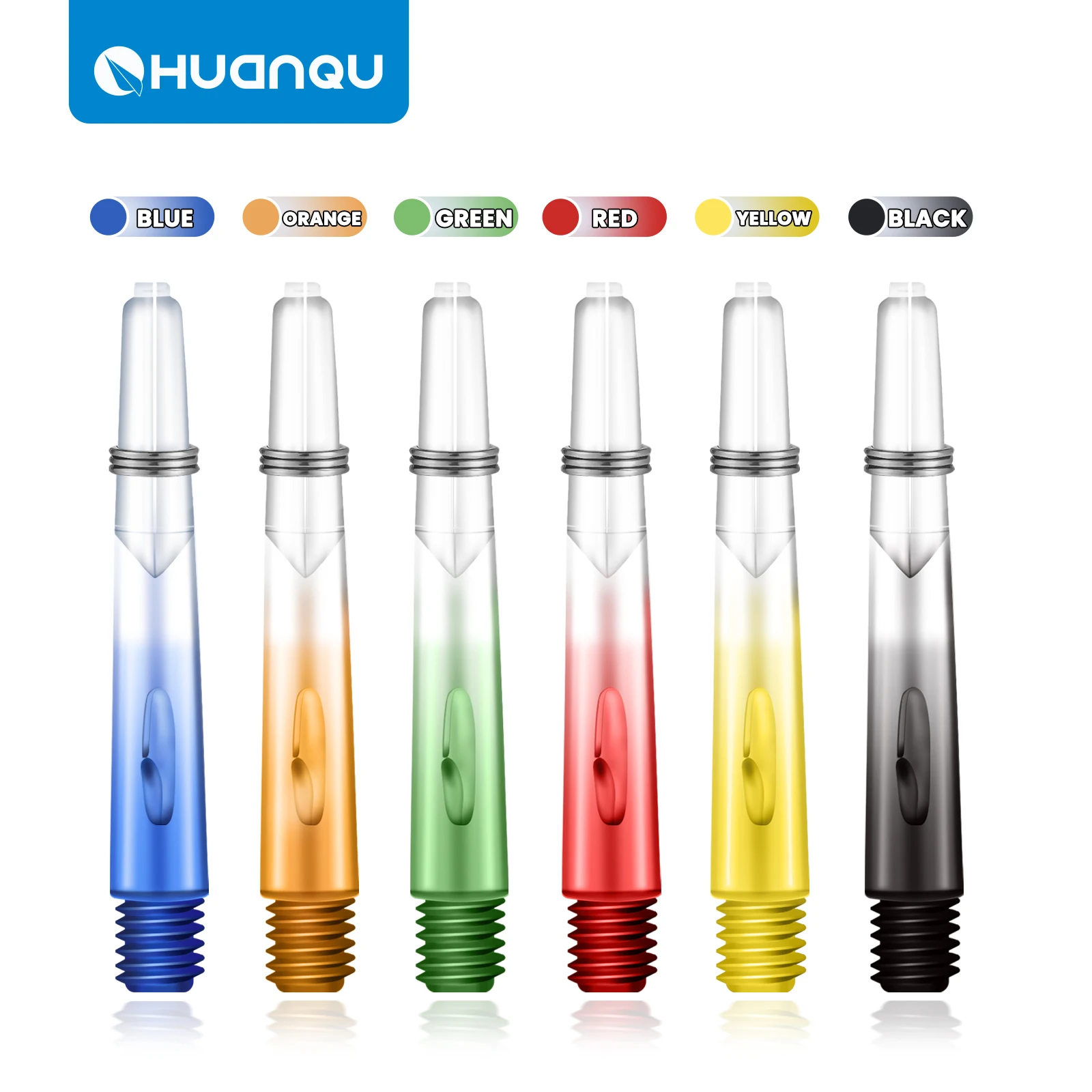Huanqu 6-Piece Set of Transparent Colored Pc Dart Shafts, Total Length 40mm, Equipped with Spring Rings, Suitable for Standard 2Ba Thread, Dart Accessories, Smooth Shafts for Smoother Flight
