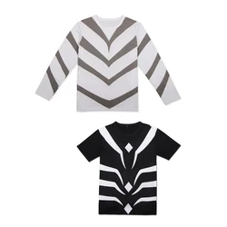 Toaru Cosplay Costumes Short Sleee T-Shirts Men Stripe Tops T shirts Black white Tees for Halloween Daily Wear