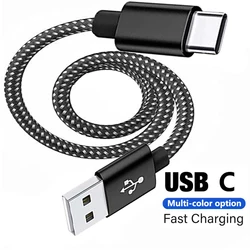 USB A to Type C Cable Date Sync 3A Fast Charging Nylon Braided Wire Charger Cable For Samsung Huawei Android Typec Mobile Phone
