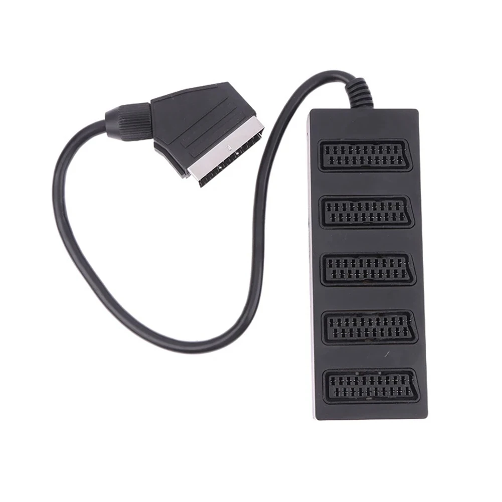 New 21Pin Scart 5 Way Splitter 21p Scart Male to 5 Female Adapter Connector 5 Road Scart One Divide Into Five Cable Line