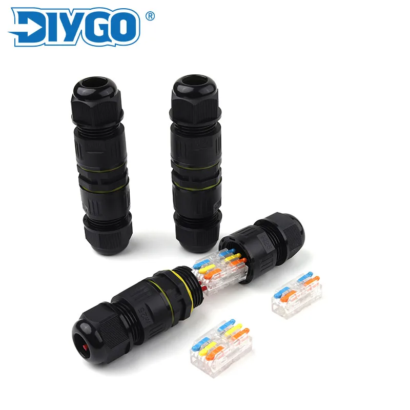 IP68 M25 Waterproof Connector Electric Junction Box 2/3Pin Screw Port Solderless Push-In Terminal Block Conductor Connectors
