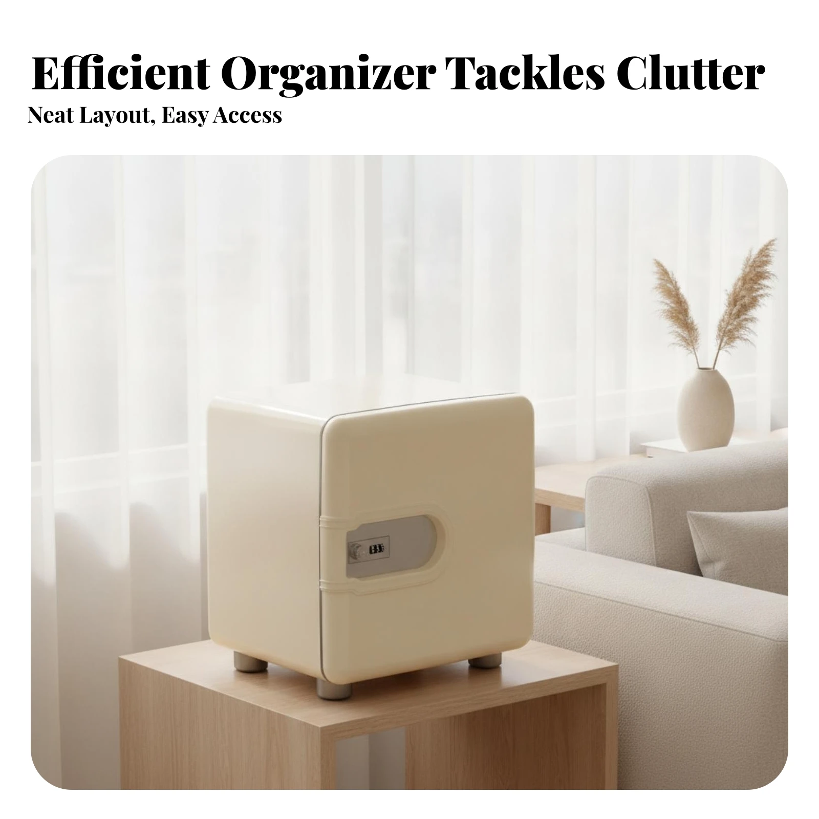 Desktop Storage Cabinet with Lock Space-Saving Tabletop Cabinet with Combination Lock Locking Desk Organizer Modern Versatile