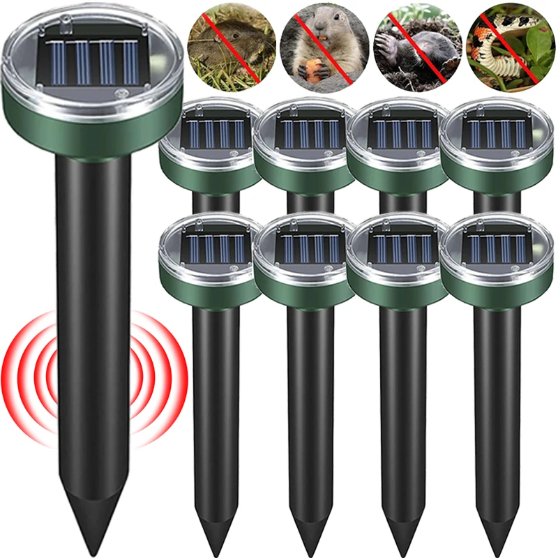 1/8 шт. репелленты от кротов на солнечной энергии, ультразвуковой отпугиватель мышей, змей и вредителей, водонепроницаемые звуковые репелленты для уличной садовой фермы