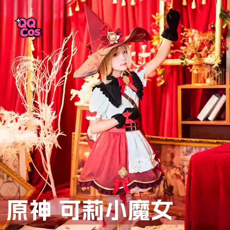 

Genshin Impact Klee cosplay Christmas Party Gorgeous Uniform Accessories Props Complete Set QQcos Excluding backpack