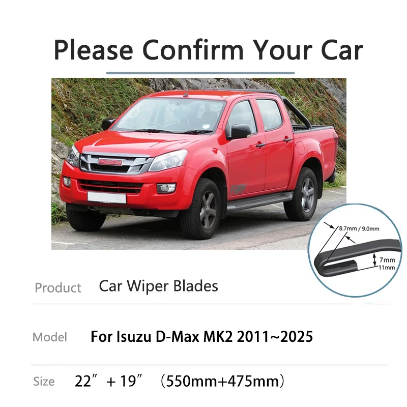 

For Isuzu D Max KB Chevrolet T Serie MK2 RT50 85 Accessorie 2011~2025 Rubber Window Windshield Windscreen Wiper Auto Rain Brushe