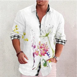 Men's Shirt HD Pattern Floral 3D Printed Lapel Long Sleeve Outdoor Street Fashion Casual S-6XL High Quality Shirt S-6XL