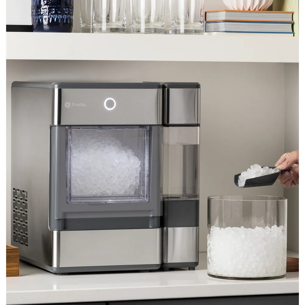 Nugget Ice Maker with Side Tank Countertop Stainless Steel 24lbs Daily Production Chewable Ice Fast Refreshing Beverage Maker