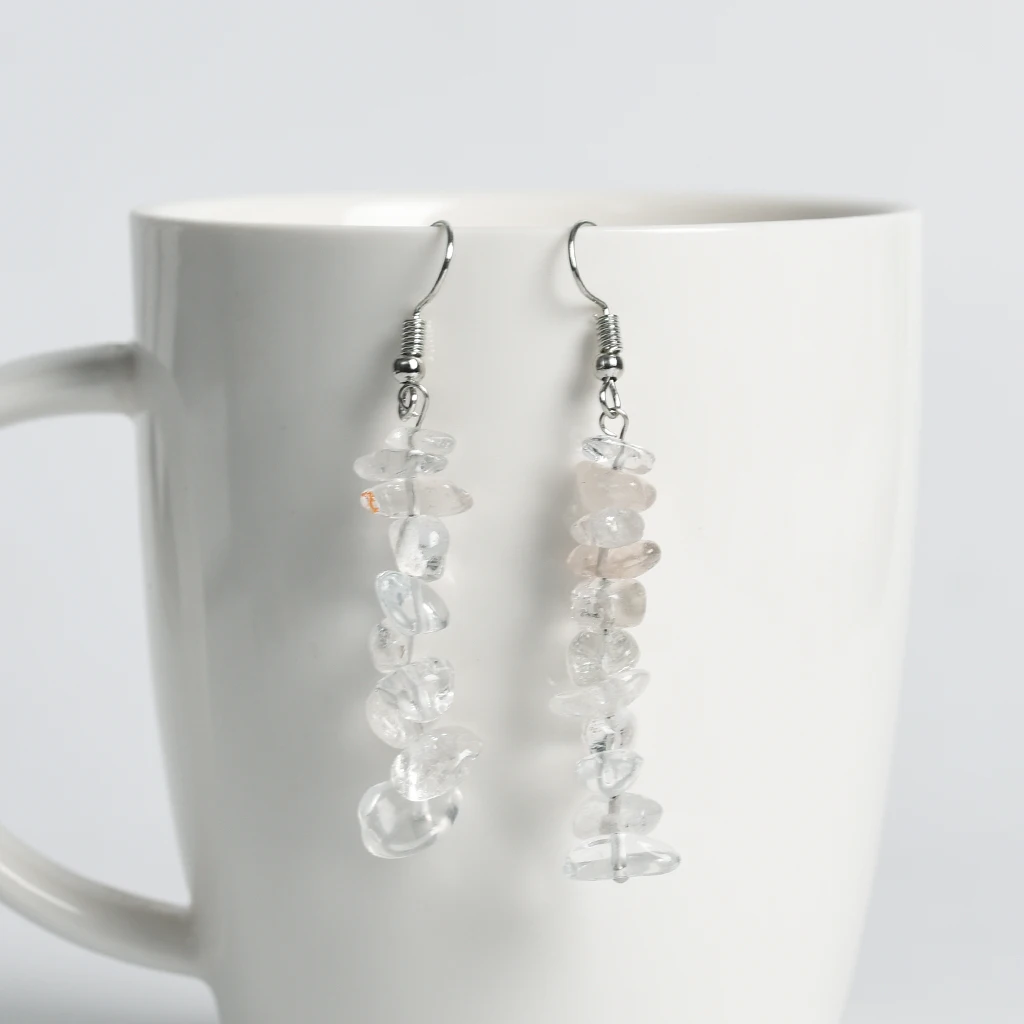 

Crystal Natural Stone Chips Dangle Earrings
