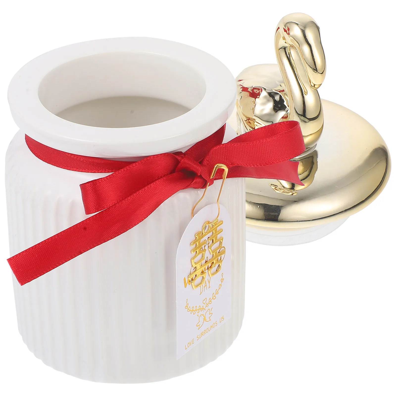 

Ceramic Storage Canister Decorative Cartoon Bowknot Ribbon Kitchen Jar for Tea Candy Dry Foods Ceramic Tea Canister