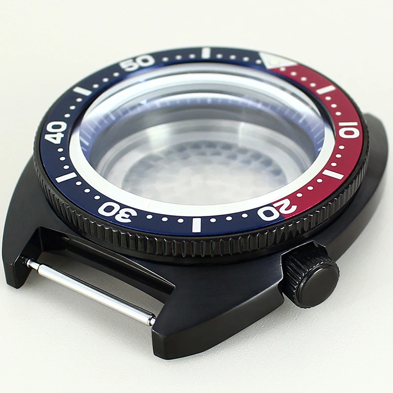 Pvd أسود 41 مللي متر ساعة ميكانيكية حافظة الياقوت الزجاج مع حلقة الفصل ل Mod SKX أذن البحر Seiko NH35 NH36 NH34 NH38 أجزاء الساعة