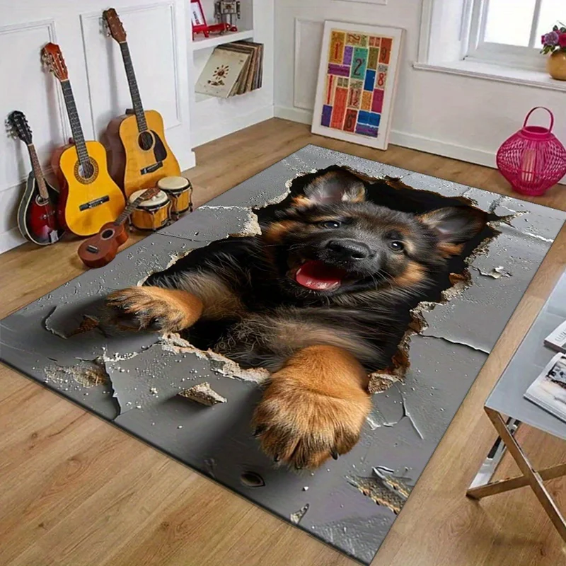 

Нескользящий ковер с 3D принтом немецкой овчарки, реалистичный коврик для домашних животных для гостиной, спальни, дома, рождественский декор