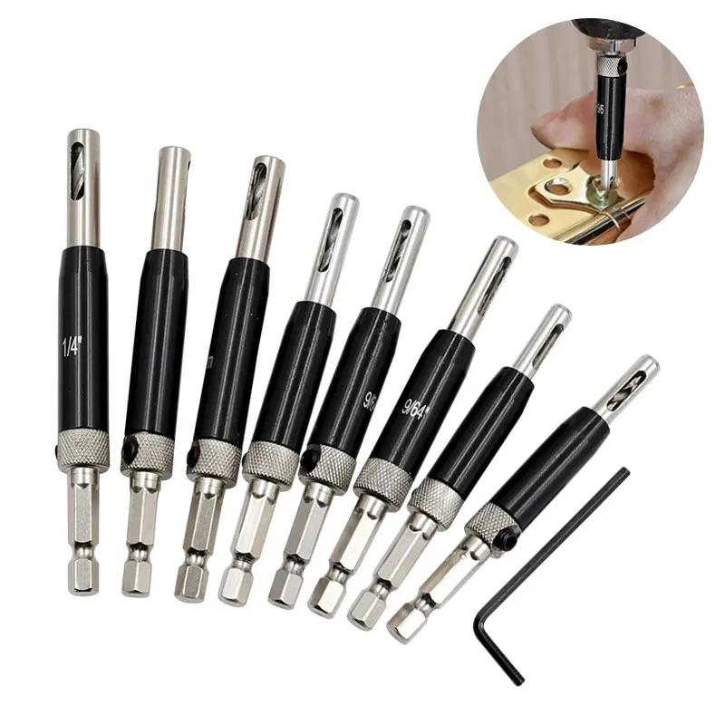 Door and window hinge hole opener precise positioning 7-piece set woodworking hole drilling drill set hardware tools
