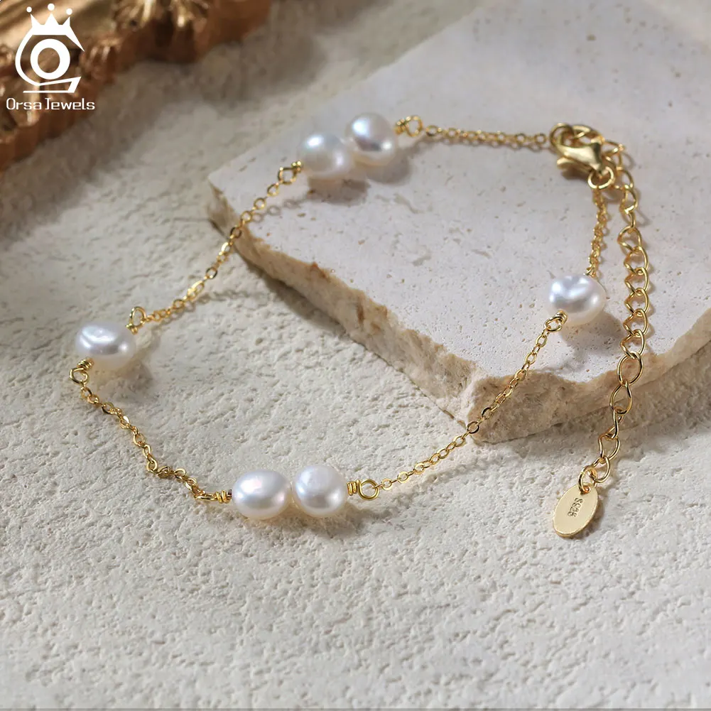 ORSA JEWELS 925 Silver Natural Freshwater Pearls Necklace for Women Classic Pearl Choker Chain Wedding Fashion Jewelry GPN57 3