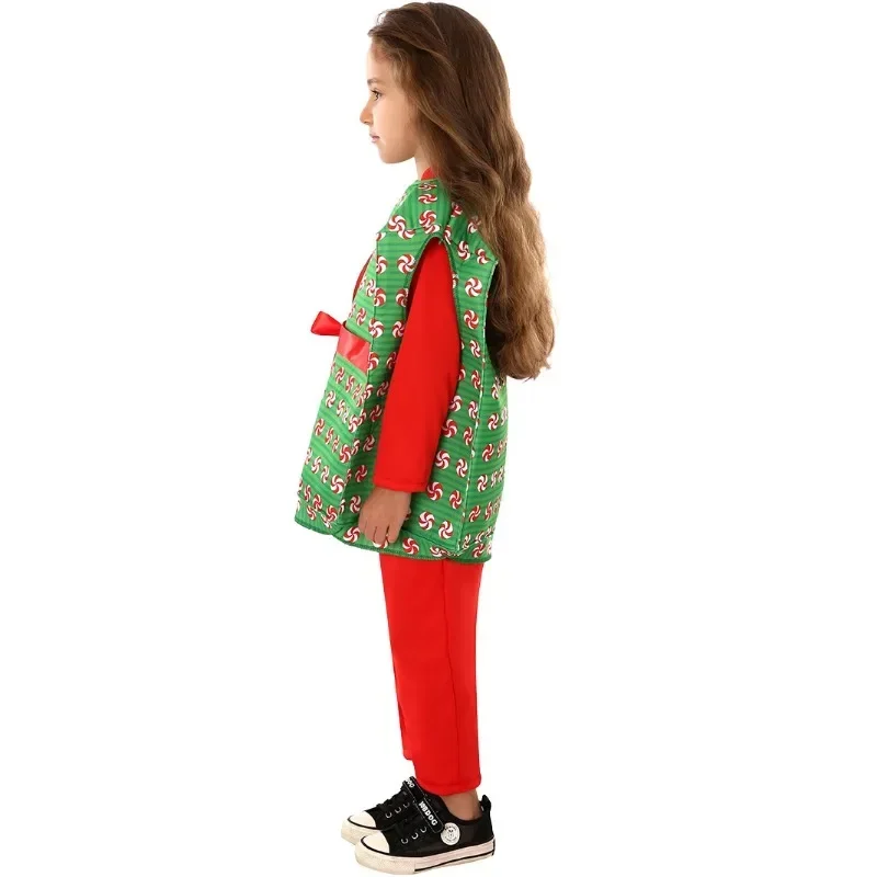 New Year Christmas Children's Costumes Santa Gift Box Boys Girls Costumes Christmas Dress Up Party Holiday Performance Costumes view 5