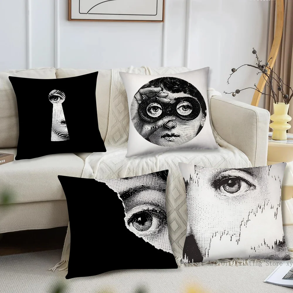 Art The Face F-Fornasetties Cartoon Pillow Case Fashion Square Pillowcase Bedroom Sofa Room Ins Decoration Leisure Cushion Cover