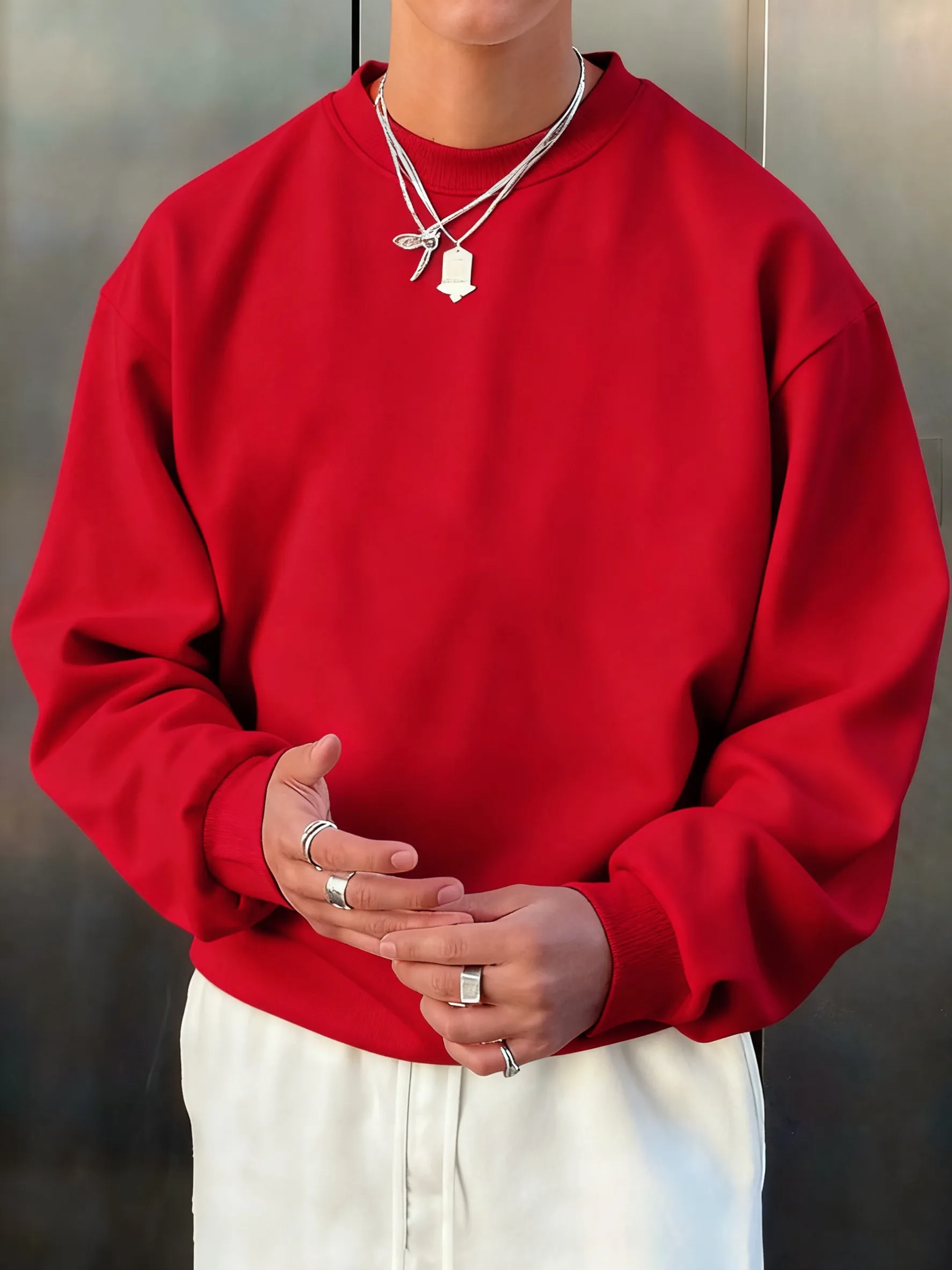 Herren-Fleece-Herbst-Top, Street-All-Match-Pullover, bequeme Basics, Sweatshirts, Sport, Freizeit, Sportbekleidung, tägliche weiche Kleidung – Detail 19