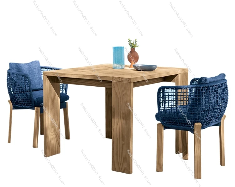 Nordic outdoor courtyard table and chair three five-piece outdoor garden open-air terrace teak balcony leisure table and chair