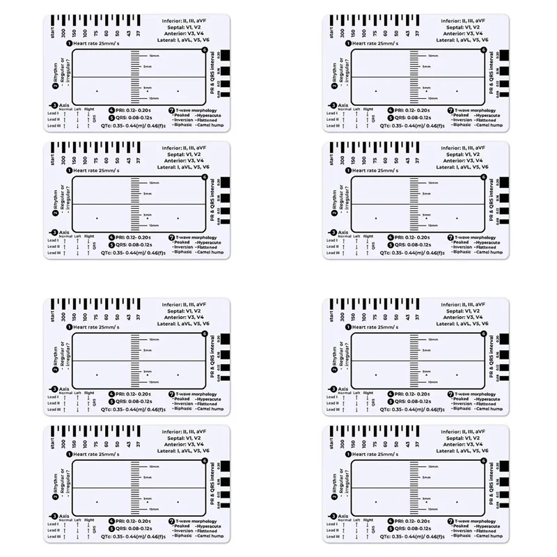 

8 шт. линейка шагов ЭКГ 7, шаговая линейка ЭКГ 7 для интерпретации ЭКГ/ЭКГ, линейка по сравнению ЭКГ, измерительный инструмент штангенциркулей ЭКГ
