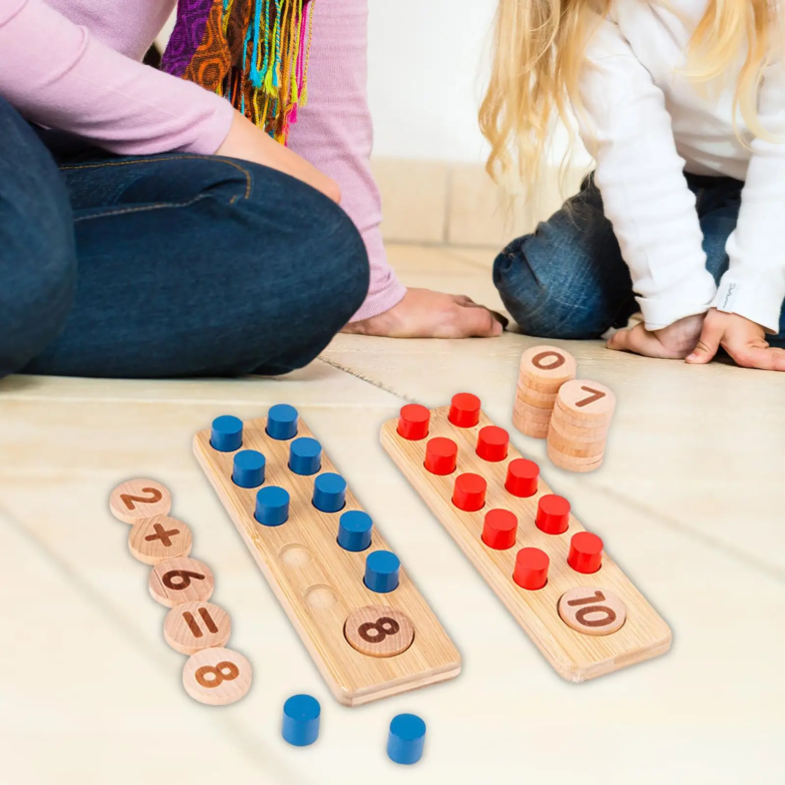 Placa digital de contador de números montessori para bloco de empilhamento de matemática de 4 5 6 anos