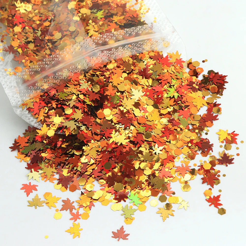 5 جرام الذهب مابل ليف الترتر الأظافر مواد الديكور خريف شتاء لامع بريق مسمار الفن سحر عيد الميلاد مانيكير DIY لوازم