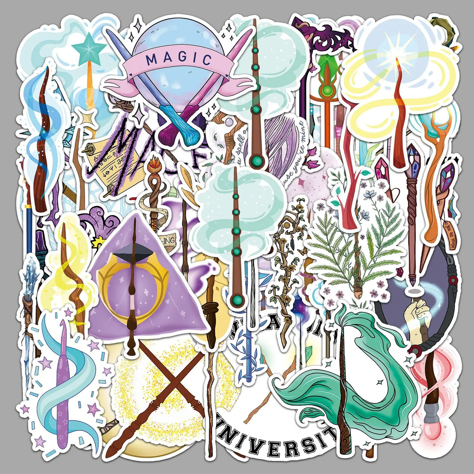 

10/30/50Pcs Witch Magic Wand Graffiti Stickers Personalized Hot Selling Decorative Stickers DIY Guitar Water Cup Skateboard