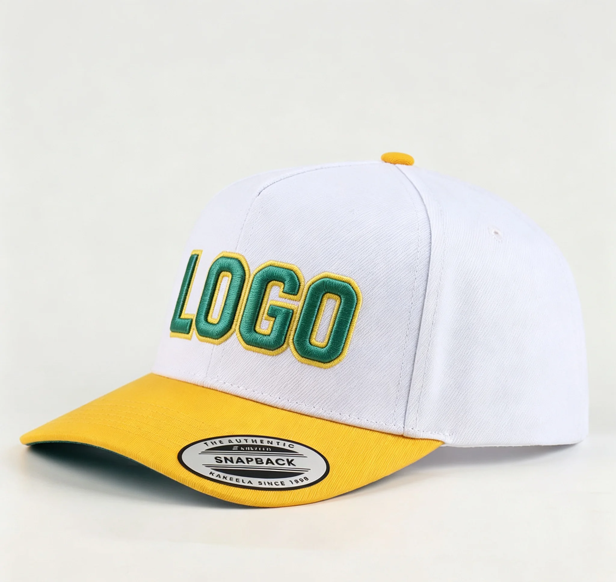 Men's Custom Design 5 Panels Baseball Cap Branded 3D Raised Embroidered Cool Logo Polyester Twill Sport Headwear
