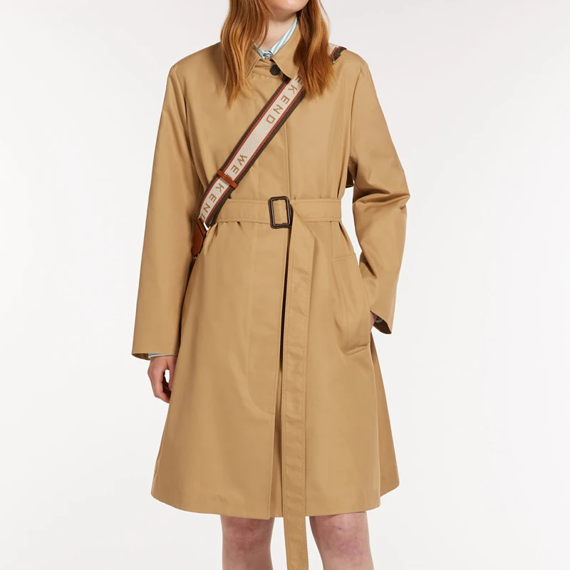 Trench da donna kaki-lungo, monopetto elegante antivento personalizzato caldo Casual giacca a vento