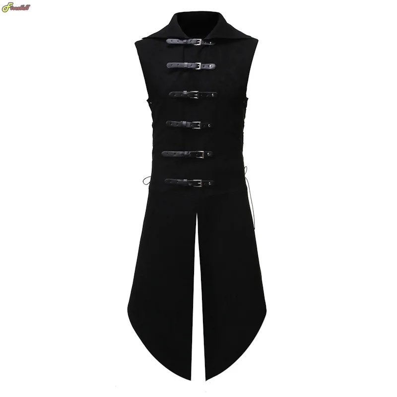 Medieval Gothic Steampunk Velvet Vest Victorian Double Breasted Men Suit Vests Tail Coat Stage Cosplay Prom Costume for Men